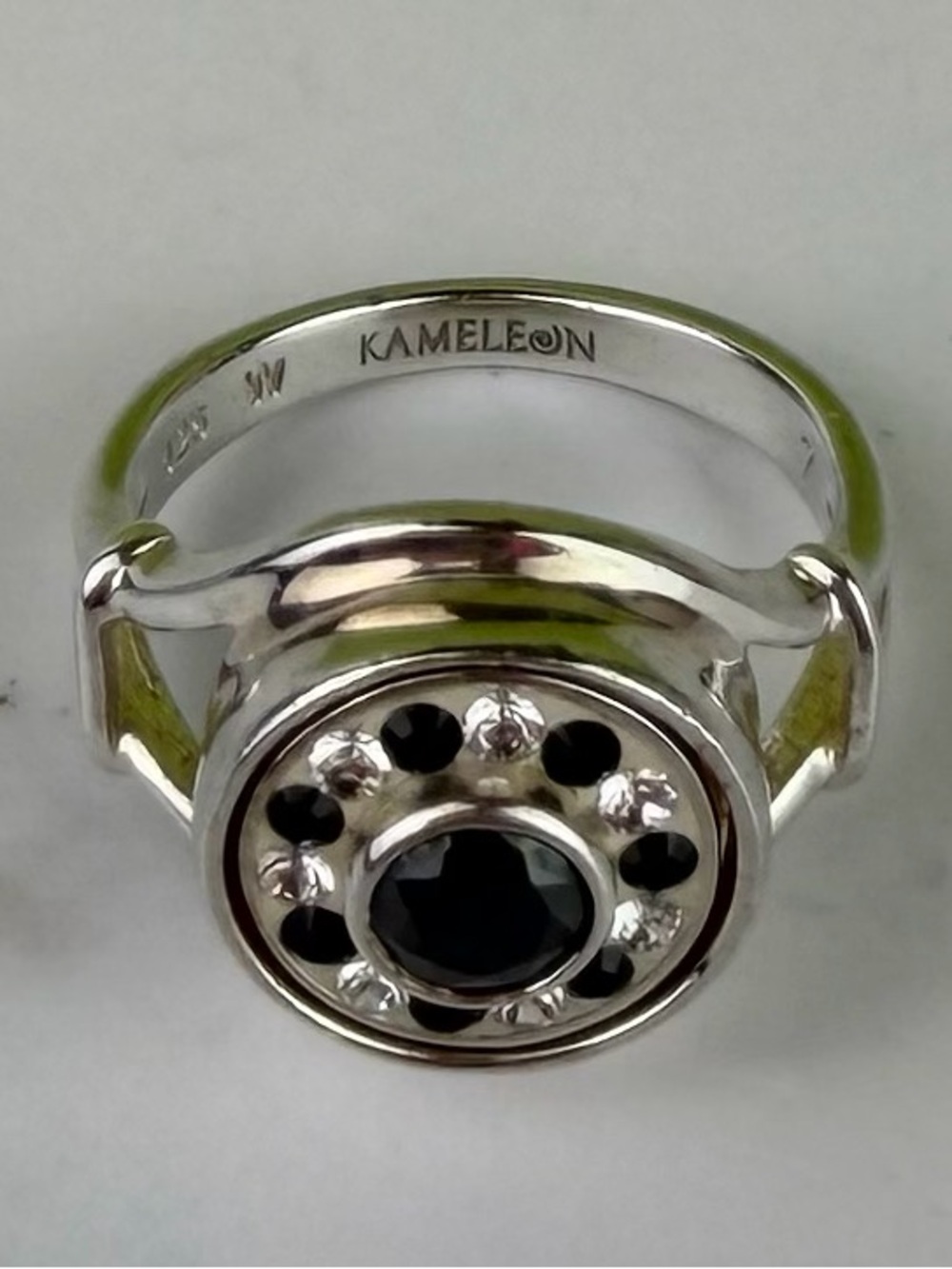 Kameleon 925 Sterling Silver Black Onyx JewelPop Ring - Size 7 - Picture 4 of 4